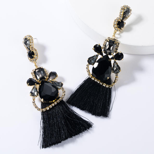 Rhinestone tassel earrings