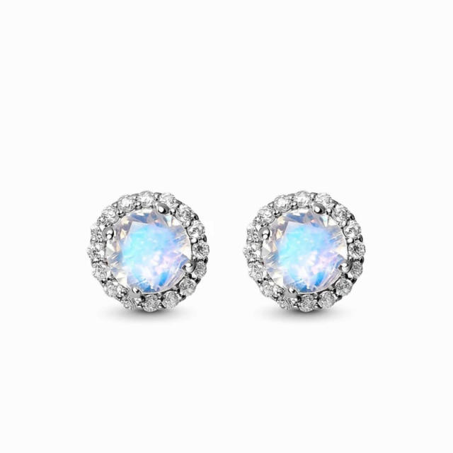 Amazon hot sale S925 moonstone ear studs