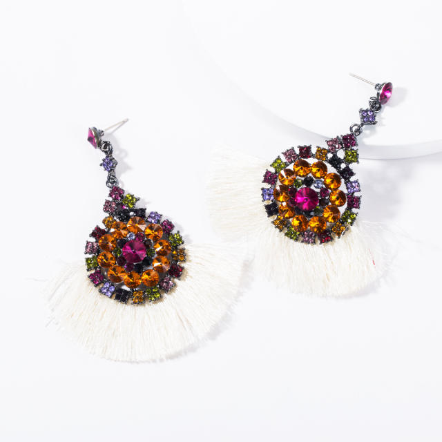 Diamond round tassel earrings Bohemian