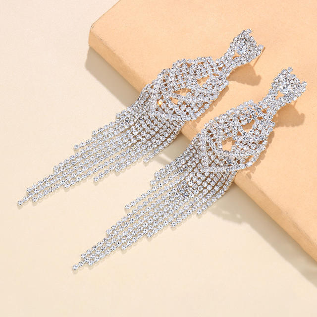 Luxury rhinestone tassel earrings