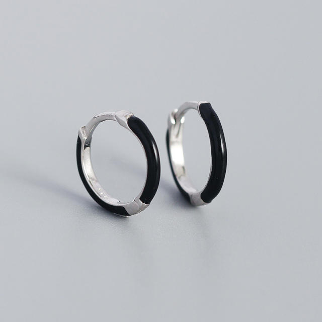 S925 enamal huggie earrings