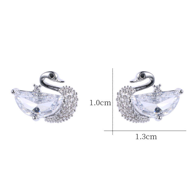 S925 needle luxury swan ear studs