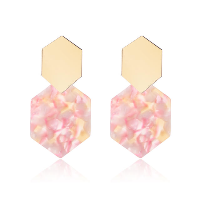 Ins style hexagon earrings