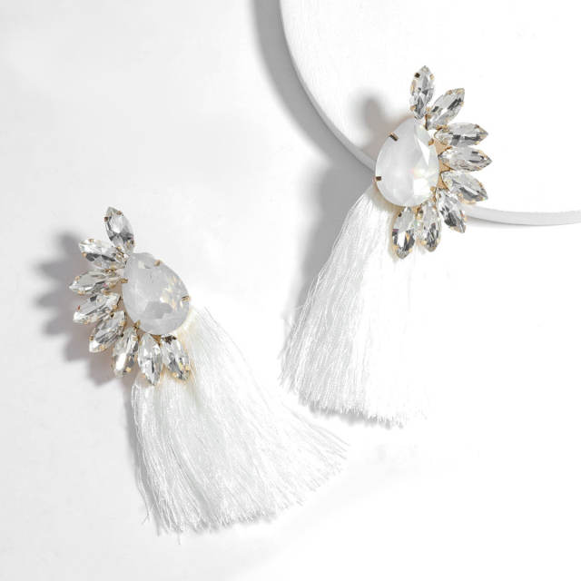 Diamond long tassel earrings Bohemian