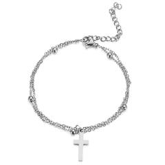 Concise tiny cross charm dainty stainless steel bracelet