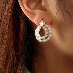 Gem pearl earrings