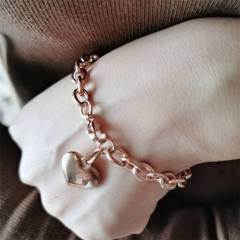 Korean fashion heart charm stainless steel bracelet chain toggle bracelet