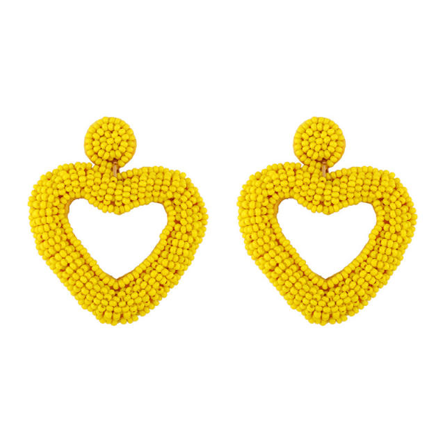 New bohemian seed bead love pendant earrings