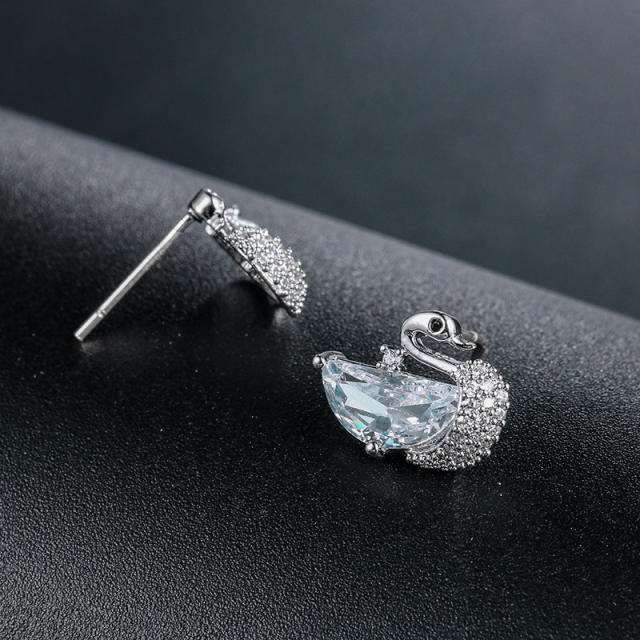 S925 needle luxury swan ear studs