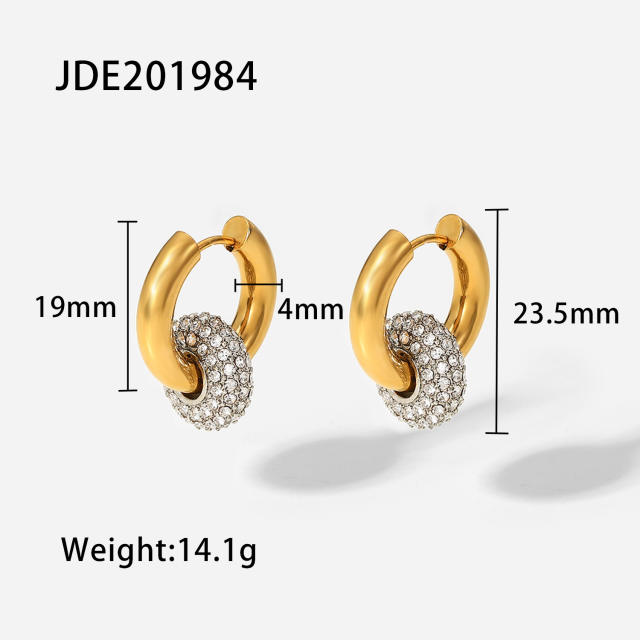 18KG diamond ring huggie earrings