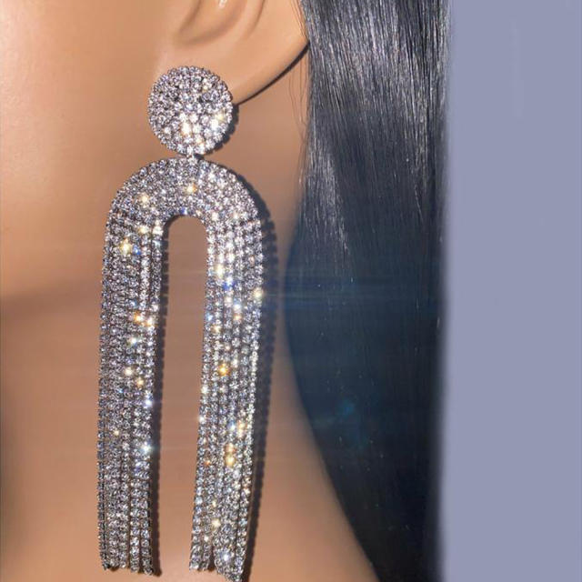 Creative diamond tassel dangle earrings