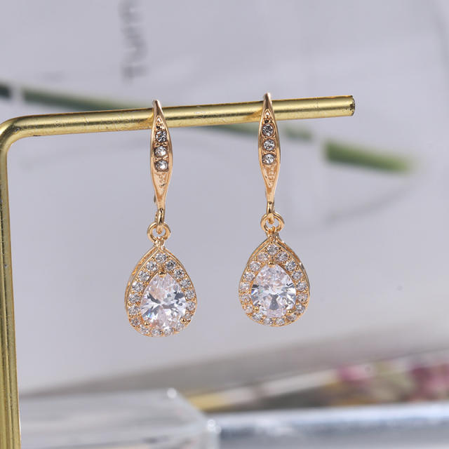 Drop cubic zircon bridal earrings