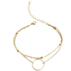 Two layer geometric circle dainty stainless steel bracelet