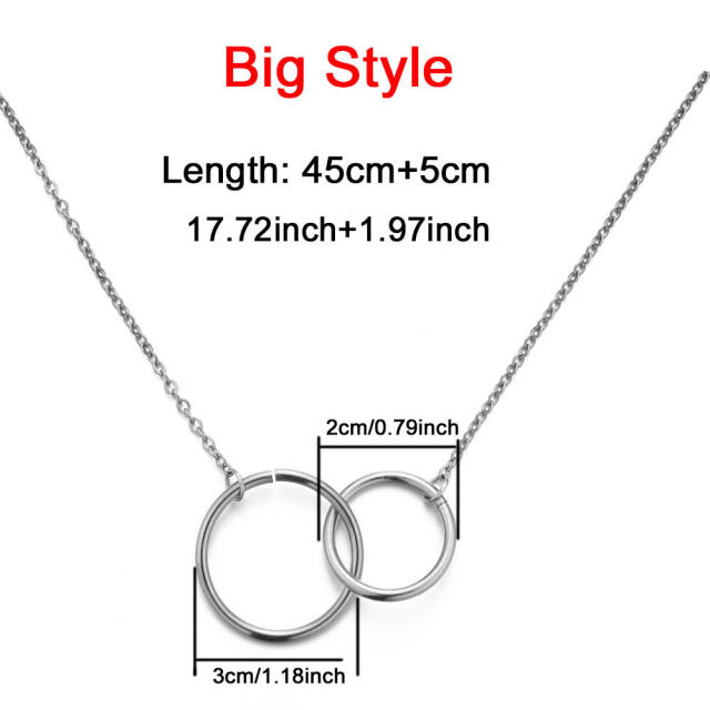 Simple geometric circle dainty stainless steel necklace