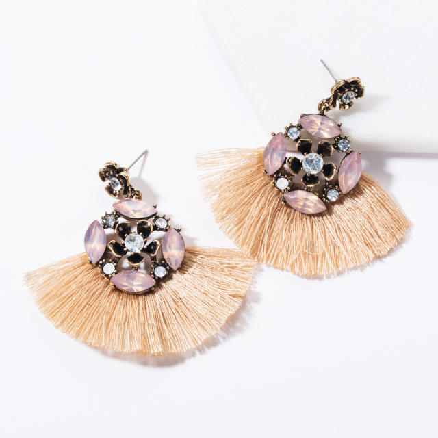 Multi-layer diamond tassel earrings Bohemian