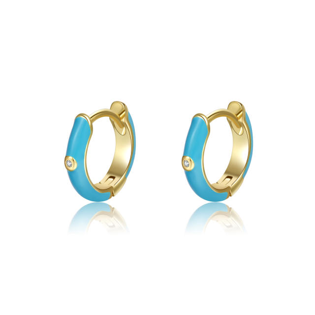 18KG enamel huggie earrings