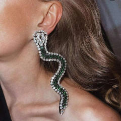 Diamond snake long earrings