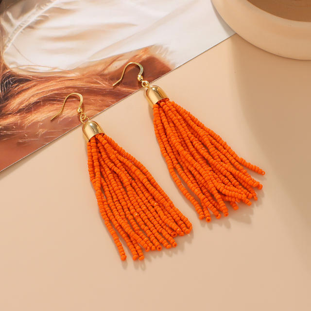Boho seed beads tassel earrings