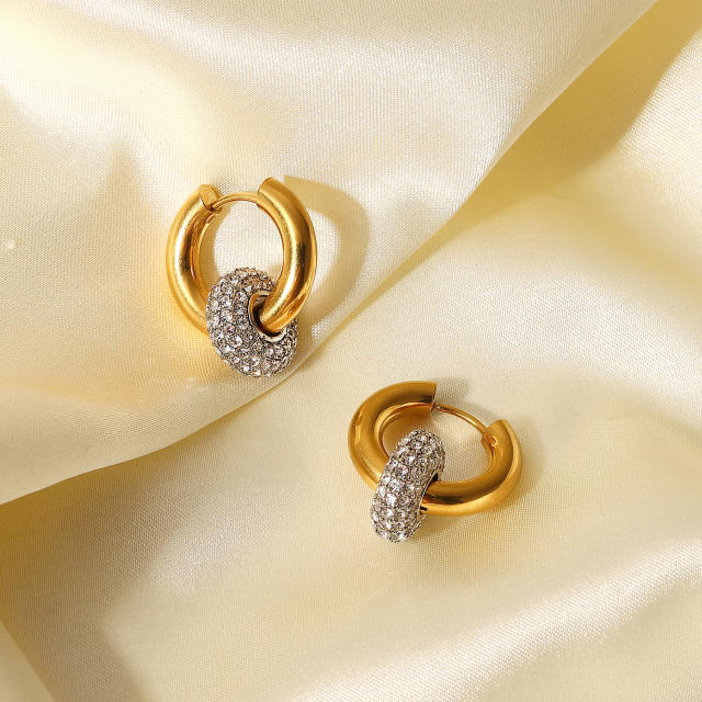 18KG diamond ring huggie earrings