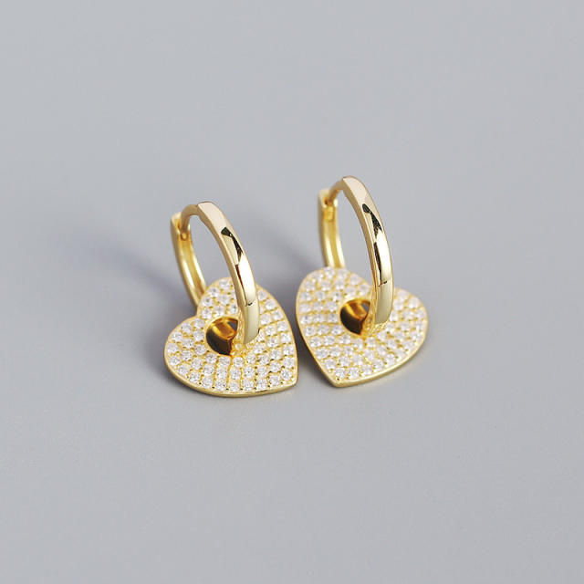 Diamond heart S925 huggie earrings