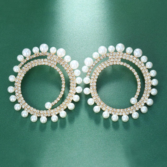 Diamond pearl vintage earrings
