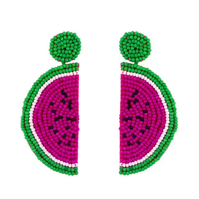 Bohemian watermelon shape seed bead earrings