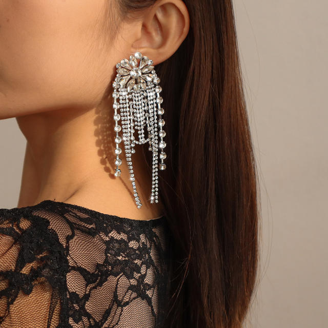 Tassel rhinestone drop earrings