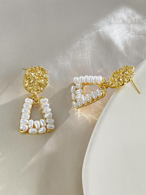 14KG Faux pearl elegant dangle earrings