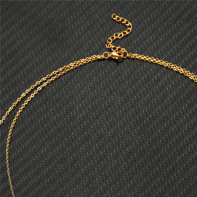 Creative moon bird bar dainty layer stainless steel necklace