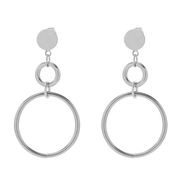Geometric circle dainty stainless steel earrings