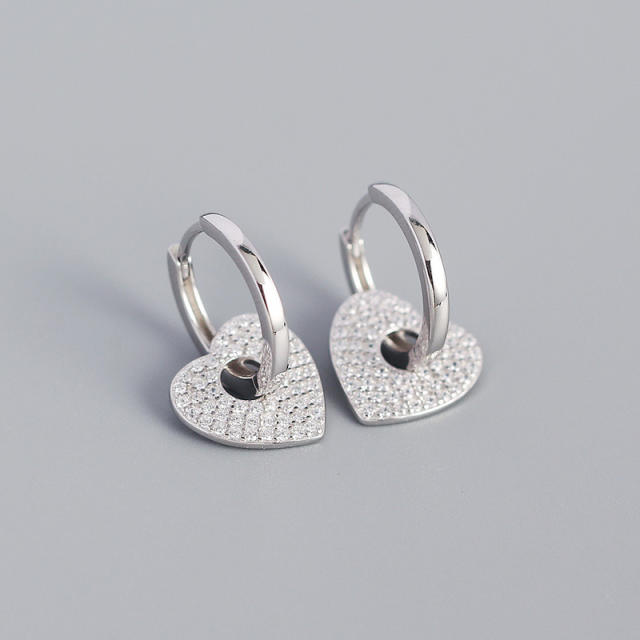 Diamond heart S925 huggie earrings