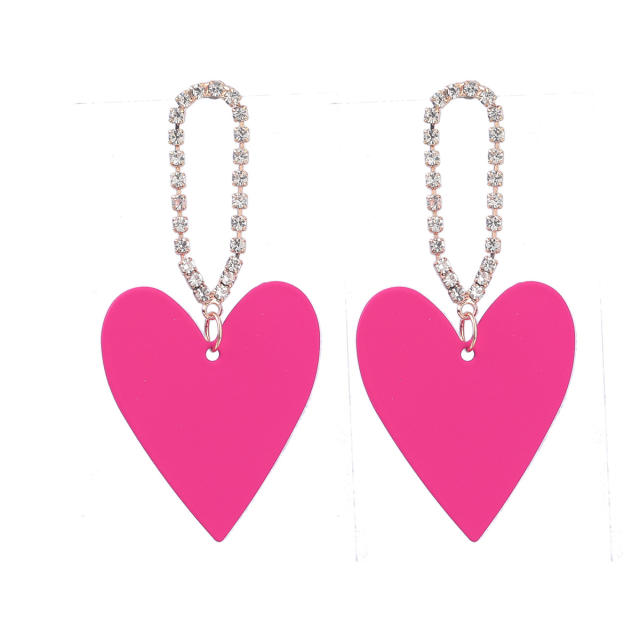 Boho colored heart dangle earrings