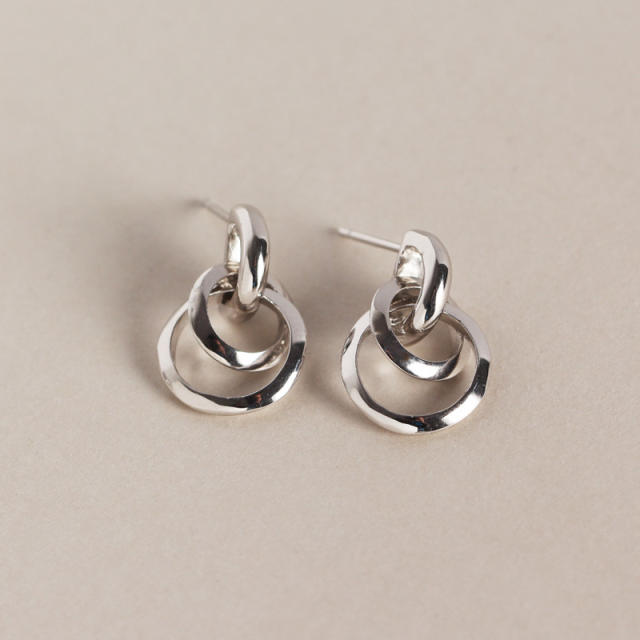 S925 silver circle ear studs