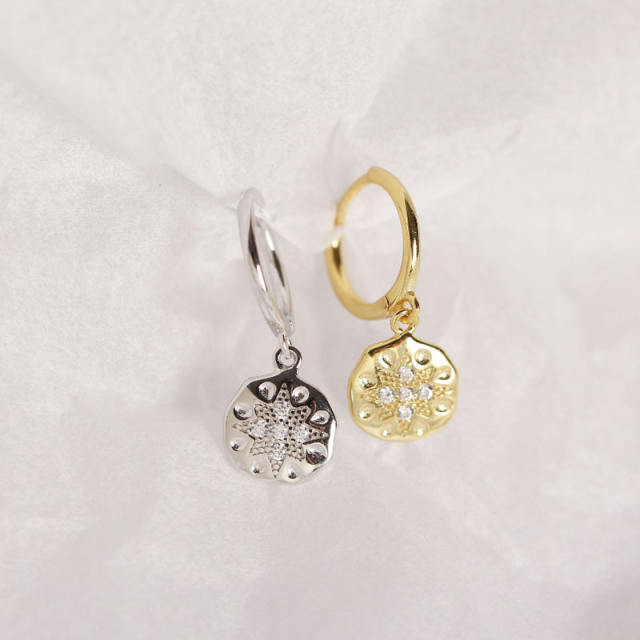 S925 silver diamond huggie earrings