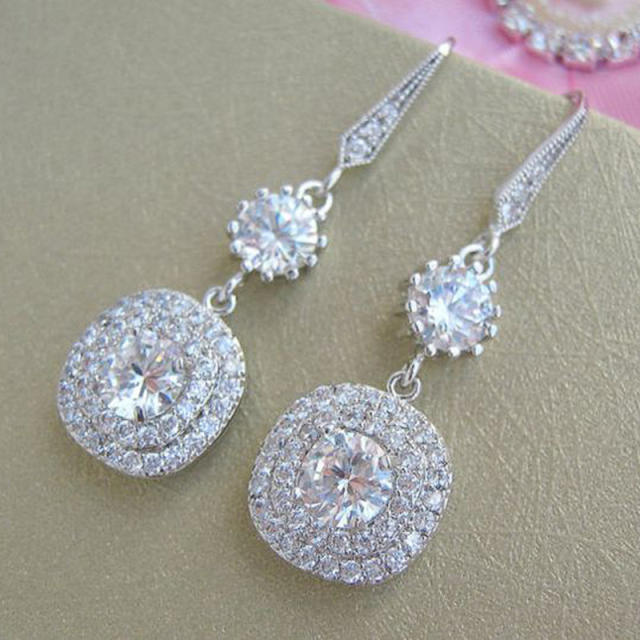 Diamond dangle earrings for bridal