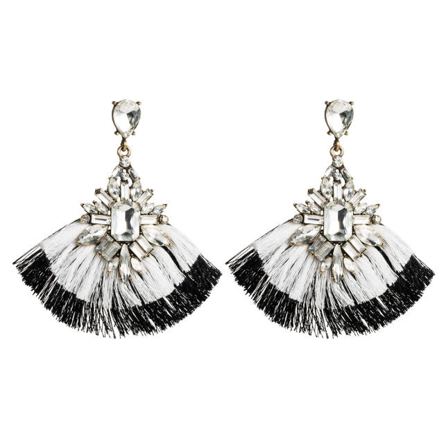 Diamond multi-layer tassel earrings