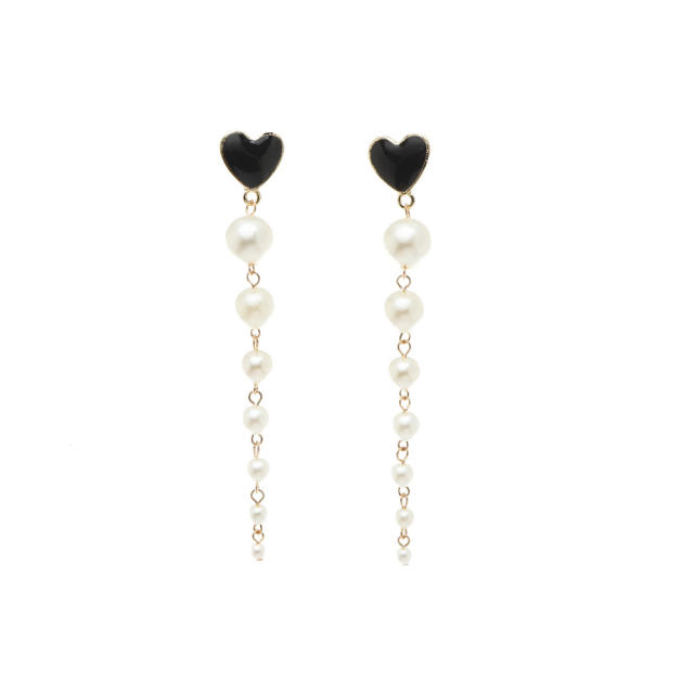 Pearl love heart earrings