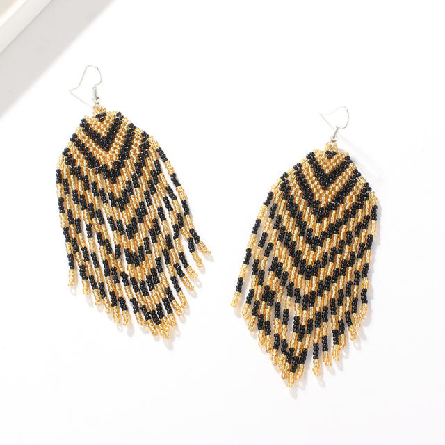 Handmade seed beads tassel earrings