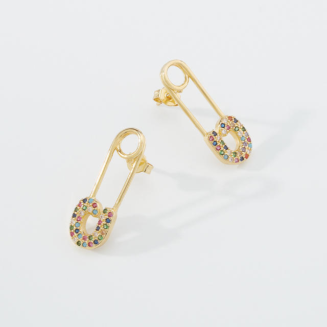 Rhinestone shell drop earrings