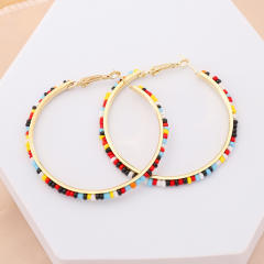 Color seed beads hoop earrings