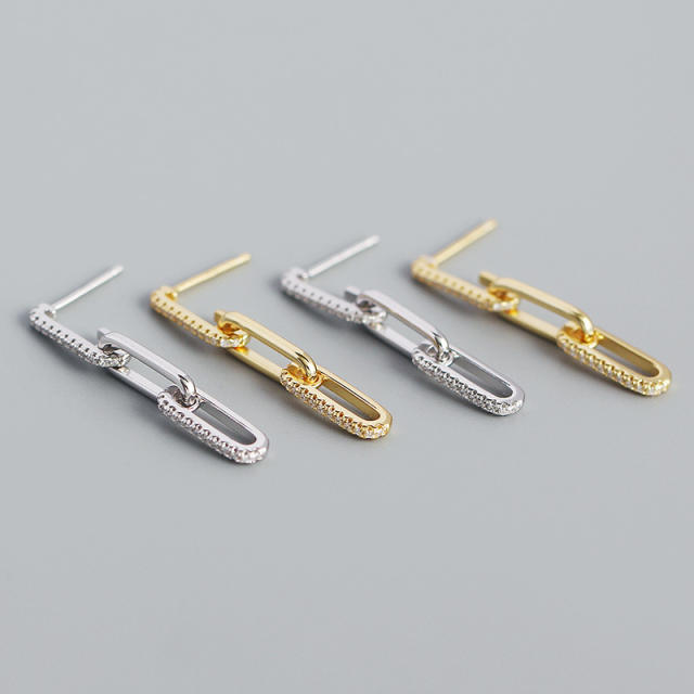 Diamond chain S925 dangle earrings