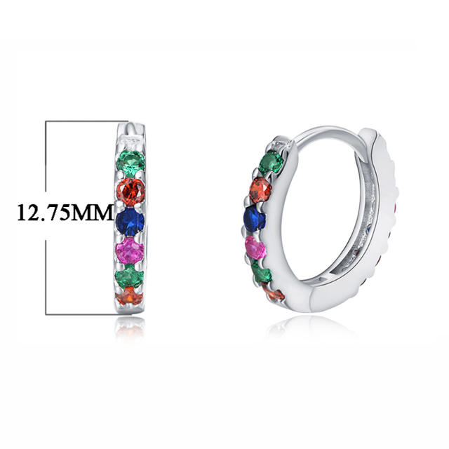 S925 rainbow CZ huggie earrings