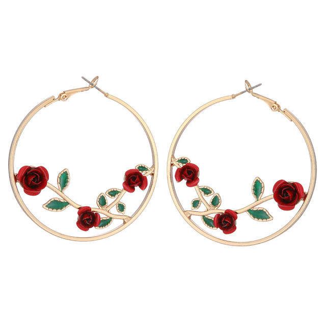 Hoop flower earrings