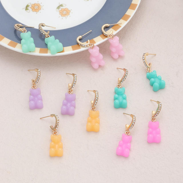 Bear rhinestone earrings