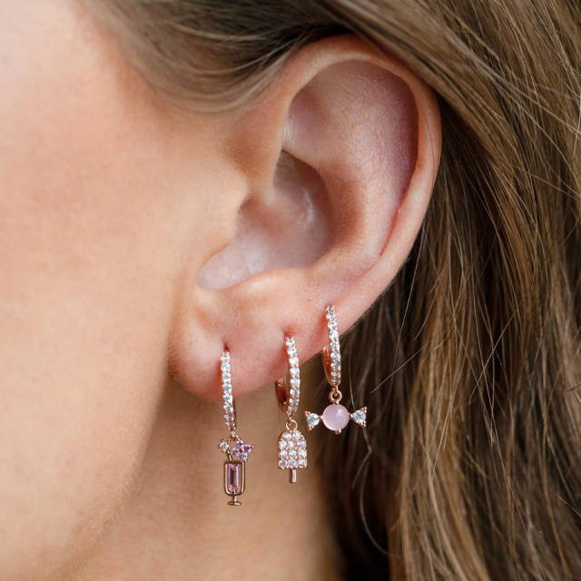 Sweet ice cream diamond huggie earrings