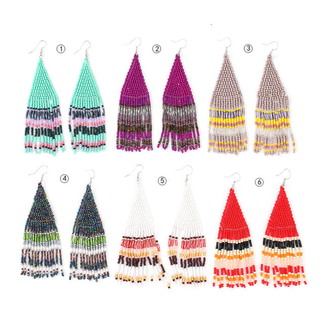 Color seed beads tassel earrings