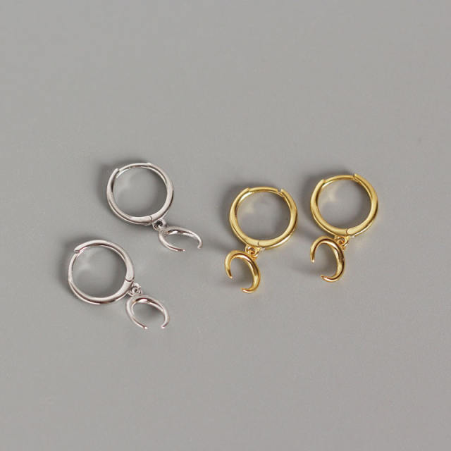 S925 moon huggie earrings