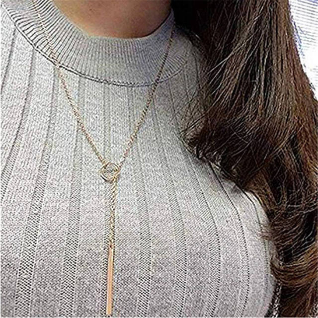 Concise dainty stainless steel necklace lariet necklace