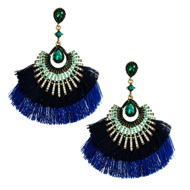 Diamond multi-layer tassel earrings Bohemian