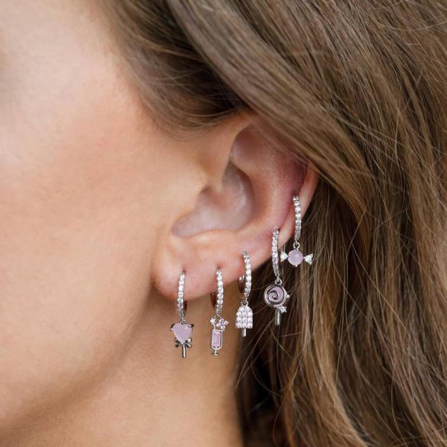 Sweet ice cream diamond huggie earrings